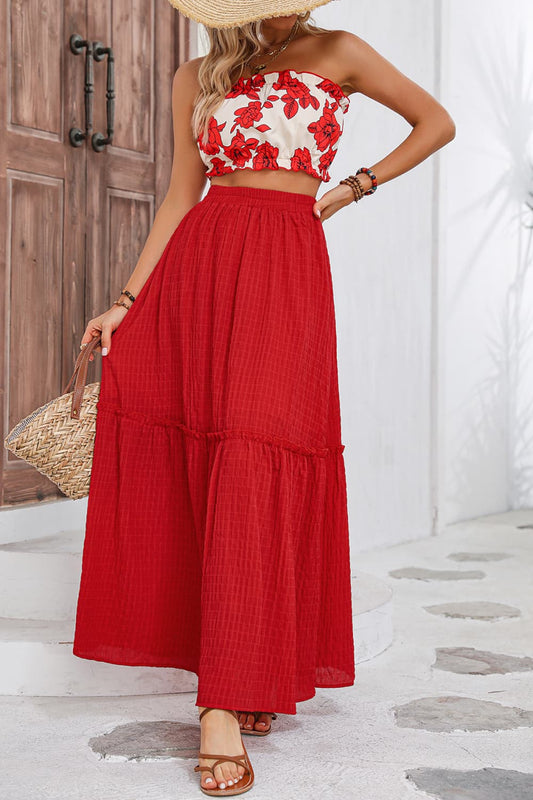 Floral Tube Top and Maxi Skirt Set Calopterix by Alaedine Hamdi