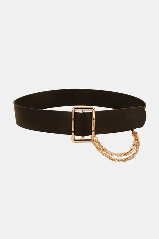PU Leather Wide Belt with Chain Calopterix by Alaedine Hamdi